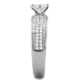 Rhodium 925 Sterling Silver Ring with AAA Grade CZ  in Clear