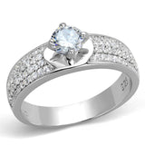 Rhodium 925 Sterling Silver Ring with AAA Grade CZ  in Clear