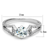 Rhodium 925 Sterling Silver Ring with AAA Grade CZ  in Clear