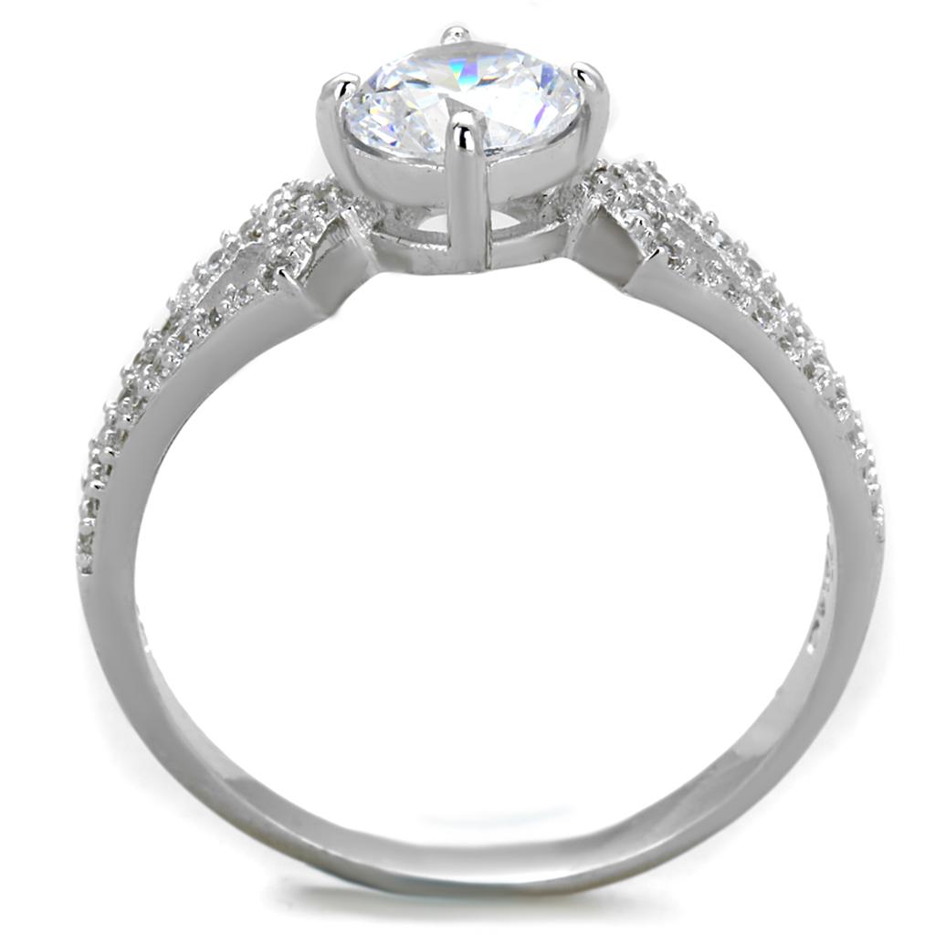 Rhodium 925 Sterling Silver Ring with AAA Grade CZ  in Clear
