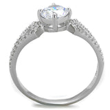 Rhodium 925 Sterling Silver Ring with AAA Grade CZ  in Clear
