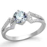 Rhodium 925 Sterling Silver Ring with AAA Grade CZ  in Clear