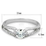 Rhodium 925 Sterling Silver Ring with AAA Grade CZ  in Clear