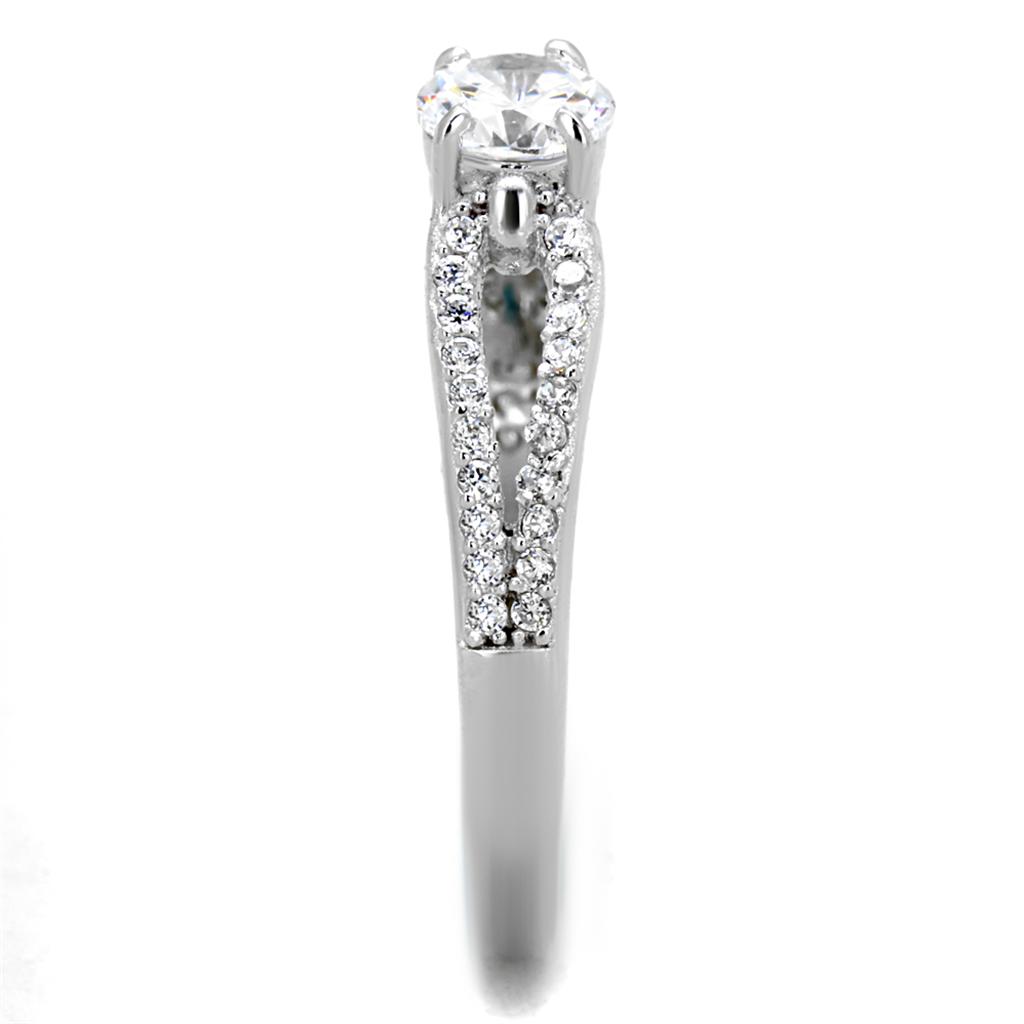Rhodium 925 Sterling Silver Ring with AAA Grade CZ  in Clear