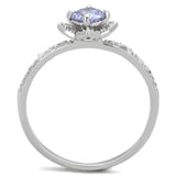 Rhodium 925 Sterling Silver Ring with AAA Grade CZ  in Light Amethyst