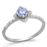 Rhodium 925 Sterling Silver Ring with AAA Grade CZ  in Light Amethyst