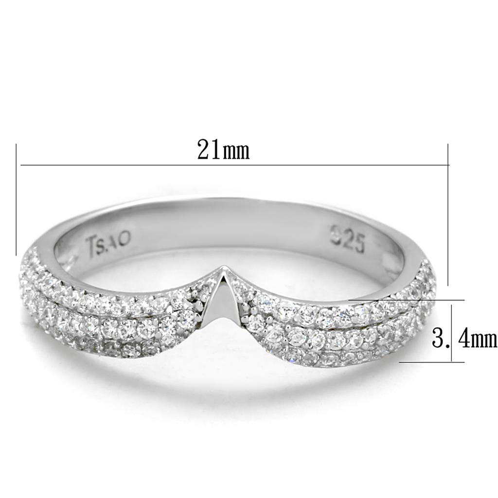 Rhodium 925 Sterling Silver Ring with AAA Grade CZ  in Clear