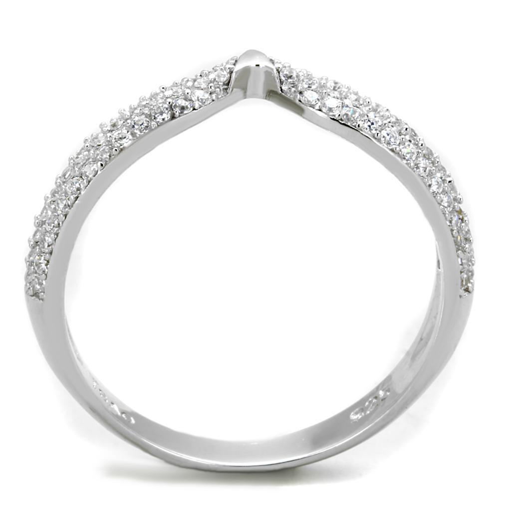 Rhodium 925 Sterling Silver Ring with AAA Grade CZ  in Clear