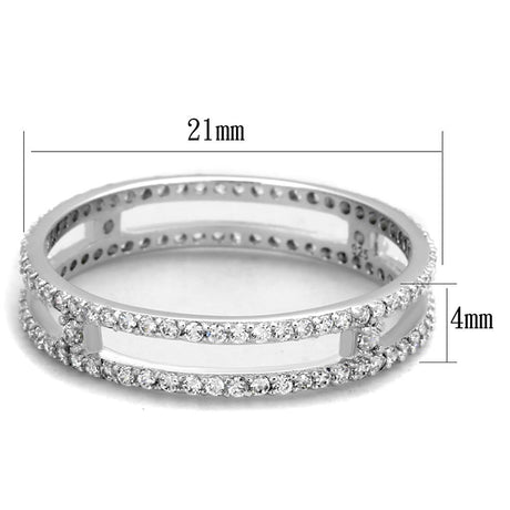 Rhodium 925 Sterling Silver Ring with AAA Grade CZ  in Clear
