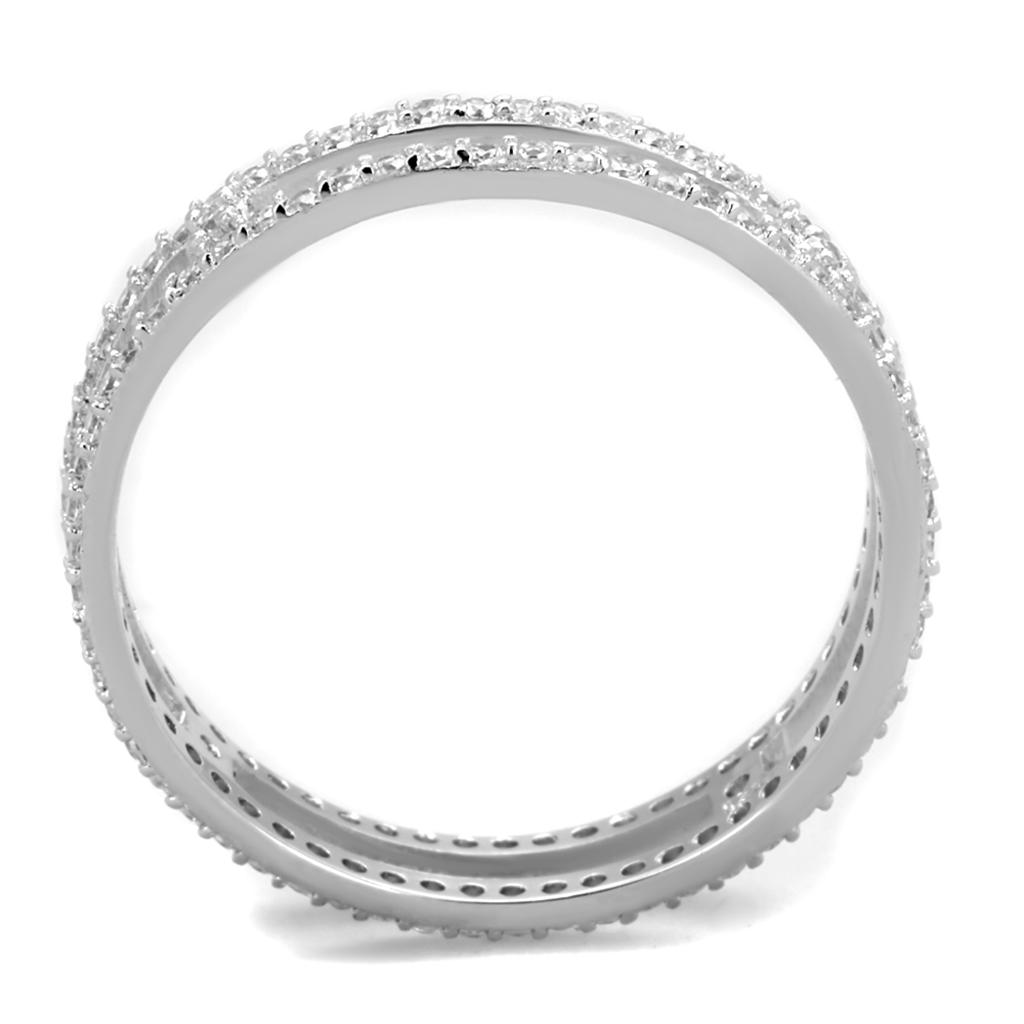 Rhodium 925 Sterling Silver Ring with AAA Grade CZ  in Clear