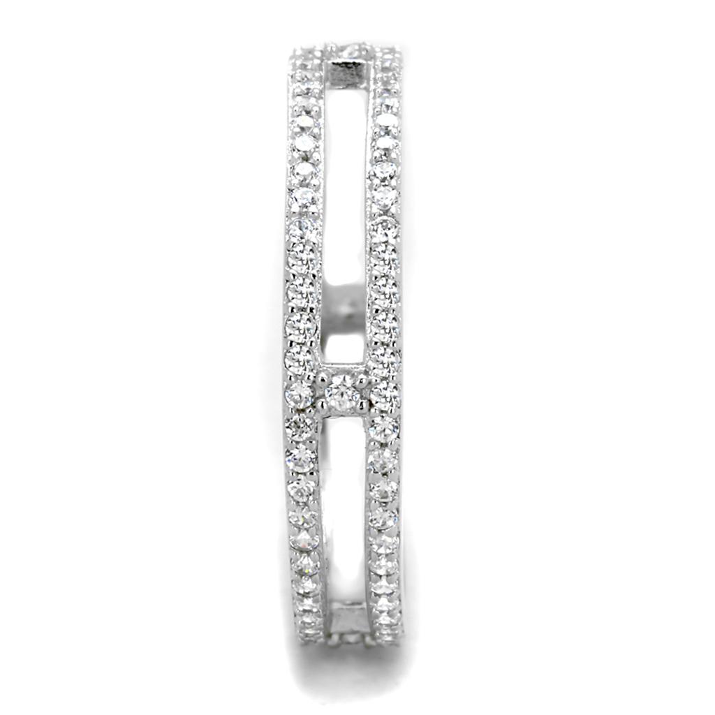 Rhodium 925 Sterling Silver Ring with AAA Grade CZ  in Clear