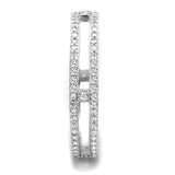 Rhodium 925 Sterling Silver Ring with AAA Grade CZ  in Clear