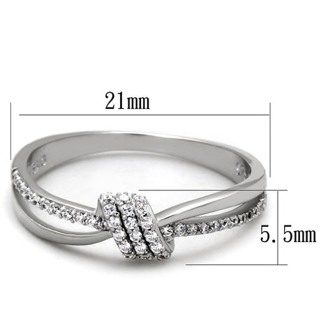 Rhodium 925 Sterling Silver Ring with AAA Grade CZ  in Clear