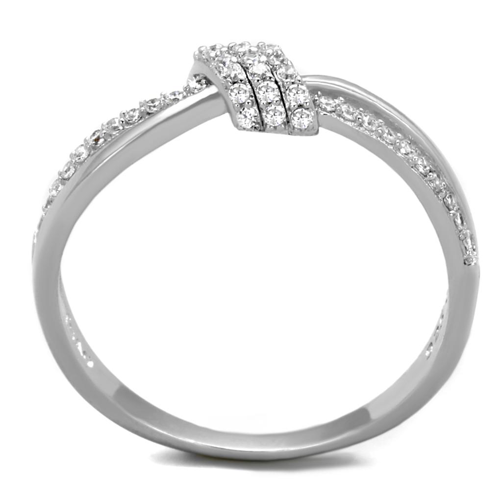 Rhodium 925 Sterling Silver Ring with AAA Grade CZ  in Clear