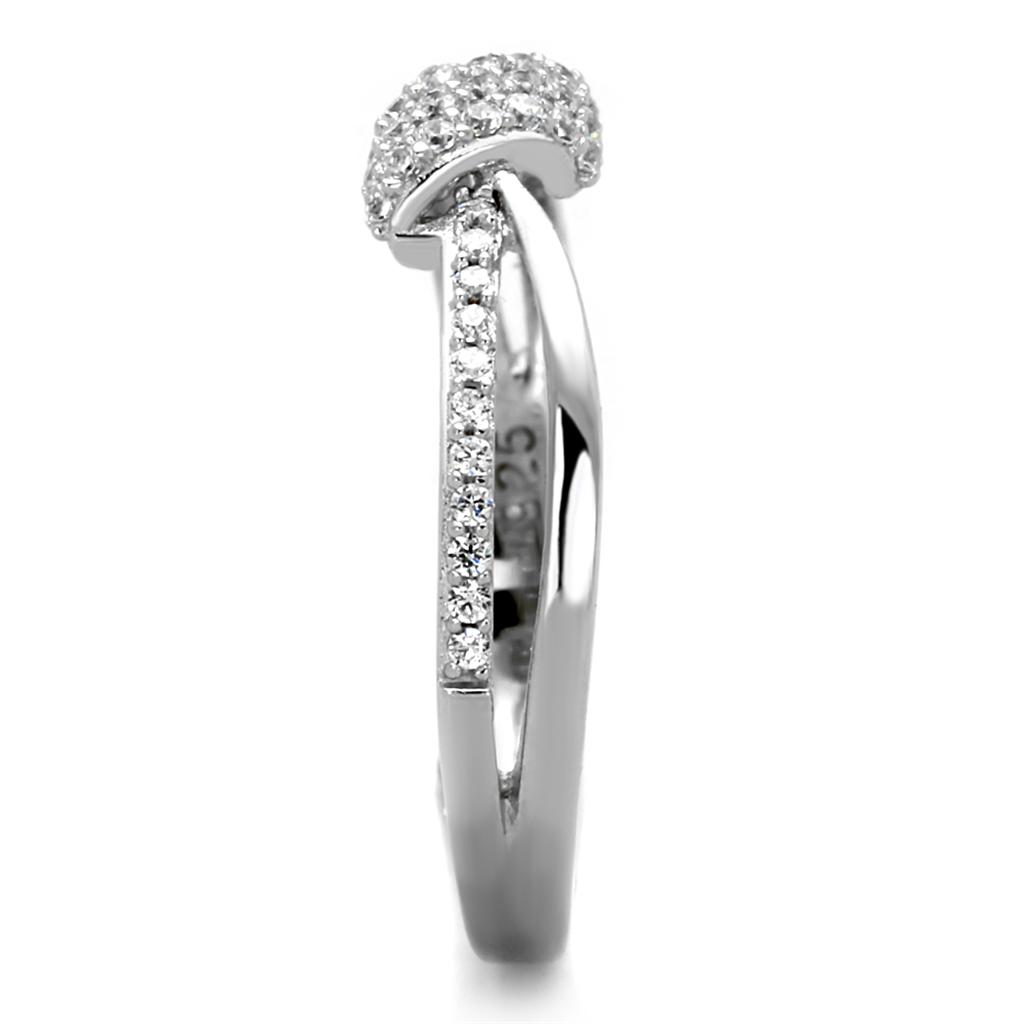 Rhodium 925 Sterling Silver Ring with AAA Grade CZ  in Clear