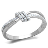 Rhodium 925 Sterling Silver Ring with AAA Grade CZ  in Clear