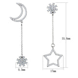 Rhodium 925 Sterling Silver Earrings with AAA Grade CZ  in Clear