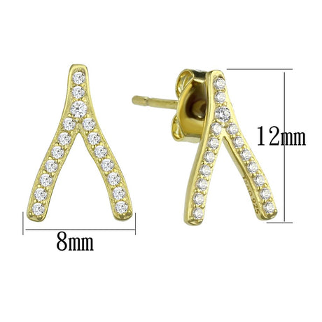 Gold 925 Sterling Silver Earrings with AAA Grade CZ  in Clear