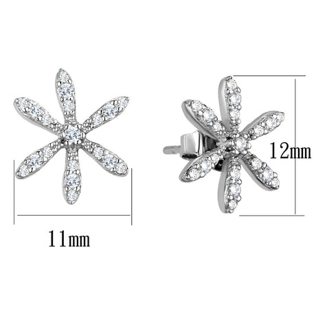 Rhodium 925 Sterling Silver Earrings with AAA Grade CZ  in Clear