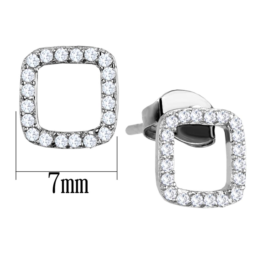 Rhodium 925 Sterling Silver Earrings with AAA Grade CZ  in Clear