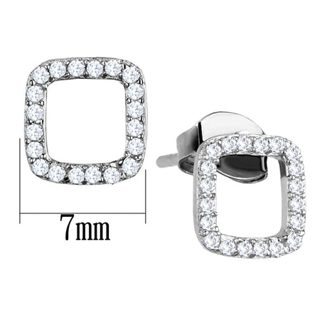 Rhodium 925 Sterling Silver Earrings with AAA Grade CZ  in Clear