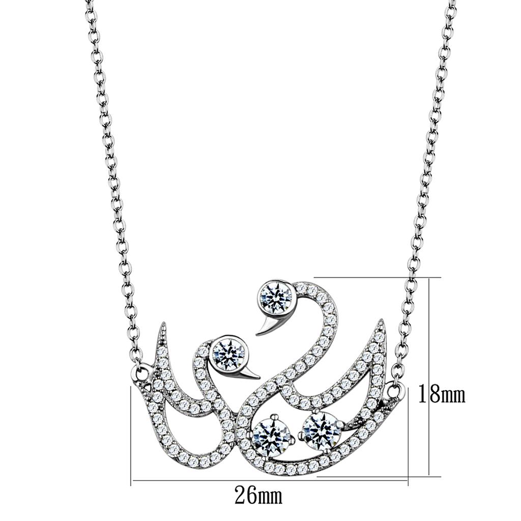 Rhodium 925 Sterling Silver Chain Pendant with AAA Grade CZ  in Clear