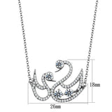 Rhodium 925 Sterling Silver Chain Pendant with AAA Grade CZ  in Clear