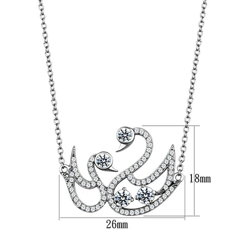 Rhodium 925 Sterling Silver Chain Pendant with AAA Grade CZ  in Clear