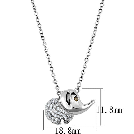 Rhodium 925 Sterling Silver Chain Pendant with AAA Grade CZ  in Topaz