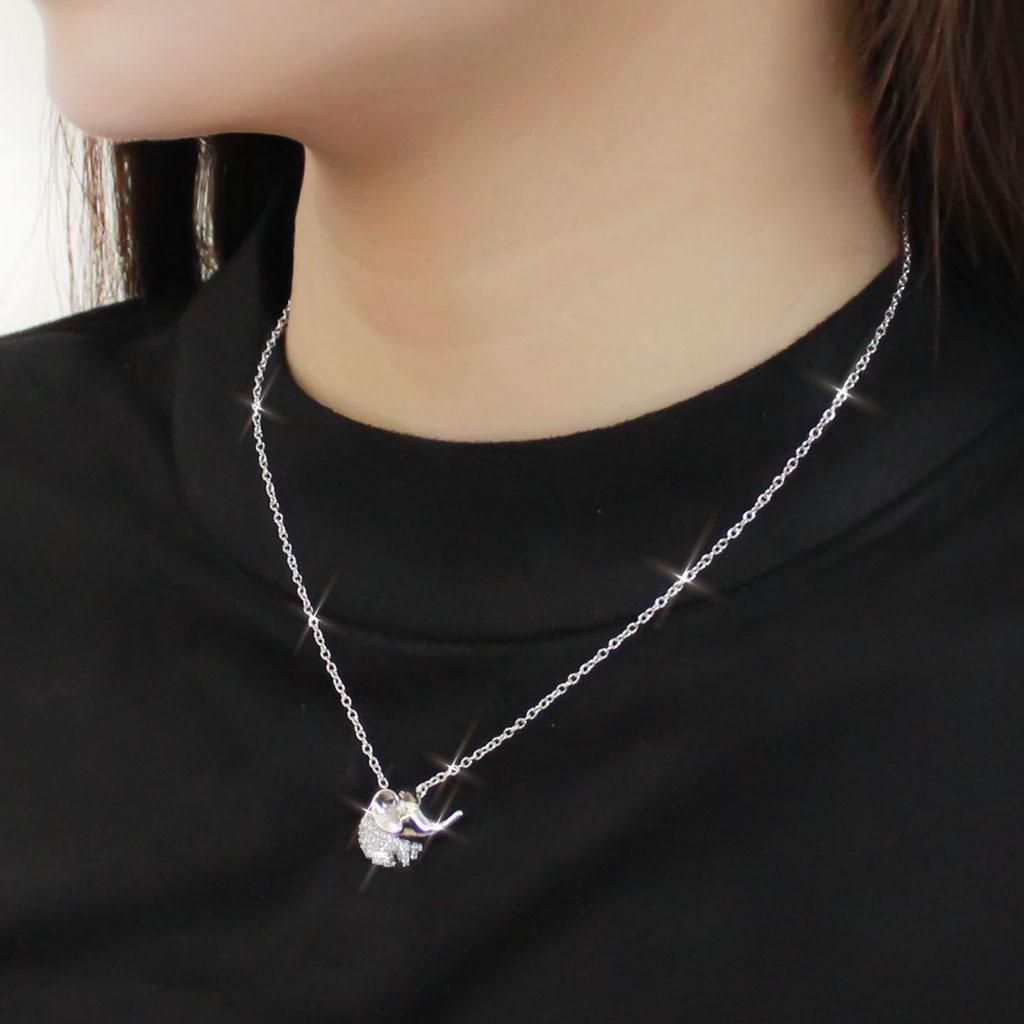 Rhodium 925 Sterling Silver Chain Pendant with AAA Grade CZ  in Topaz