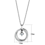 Rhodium 925 Sterling Silver Chain Pendant with AAA Grade CZ  in Clear