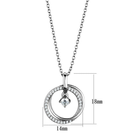Rhodium 925 Sterling Silver Chain Pendant with AAA Grade CZ  in Clear