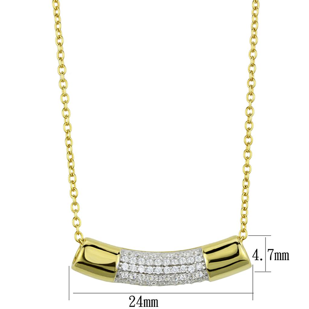 Gold+Rhodium 925 Sterling Silver Chain Pendant with AAA Grade CZ  in Clear
