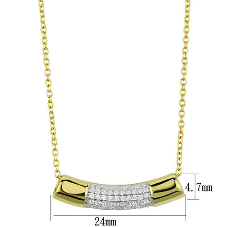 Gold+Rhodium 925 Sterling Silver Chain Pendant with AAA Grade CZ  in Clear