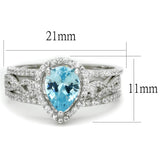 Rhodium 925 Sterling Silver Ring with AAA Grade CZ  in Sea Blue