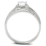 Rhodium 925 Sterling Silver Ring with AAA Grade CZ  in Clear