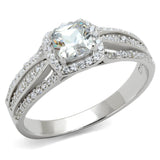 Rhodium 925 Sterling Silver Ring with AAA Grade CZ  in Clear