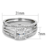 Rhodium 925 Sterling Silver Ring with AAA Grade CZ  in Clear
