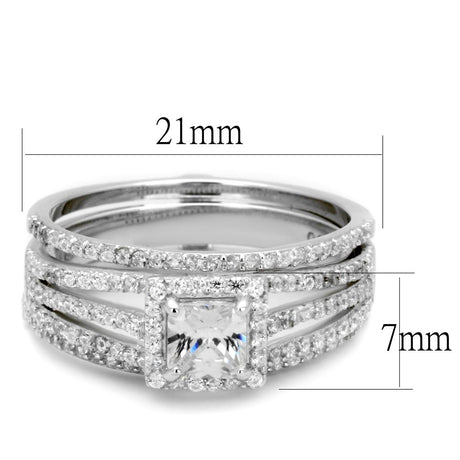 Rhodium 925 Sterling Silver Ring with AAA Grade CZ  in Clear