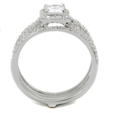 Rhodium 925 Sterling Silver Ring with AAA Grade CZ  in Clear