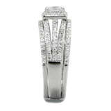 Rhodium 925 Sterling Silver Ring with AAA Grade CZ  in Clear