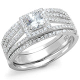 Rhodium 925 Sterling Silver Ring with AAA Grade CZ  in Clear