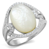 Rhodium 925 Sterling Silver Ring with Precious Stone Conch in White