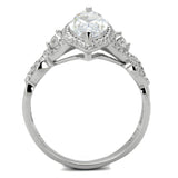 Rhodium 925 Sterling Silver Ring with AAA Grade CZ  in Clear