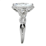 Rhodium 925 Sterling Silver Ring with AAA Grade CZ  in Clear