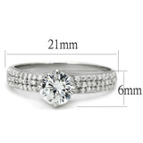 Rhodium 925 Sterling Silver Ring with AAA Grade CZ  in Clear