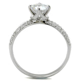 Rhodium 925 Sterling Silver Ring with AAA Grade CZ  in Clear
