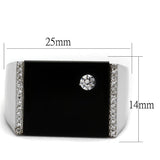 Rhodium 925 Sterling Silver Ring with Synthetic Onyx in Jet