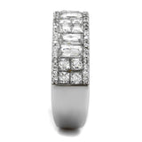 Rhodium 925 Sterling Silver Ring with AAA Grade CZ  in Clear