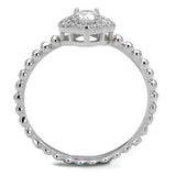 Rhodium 925 Sterling Silver Ring with AAA Grade CZ  in Clear